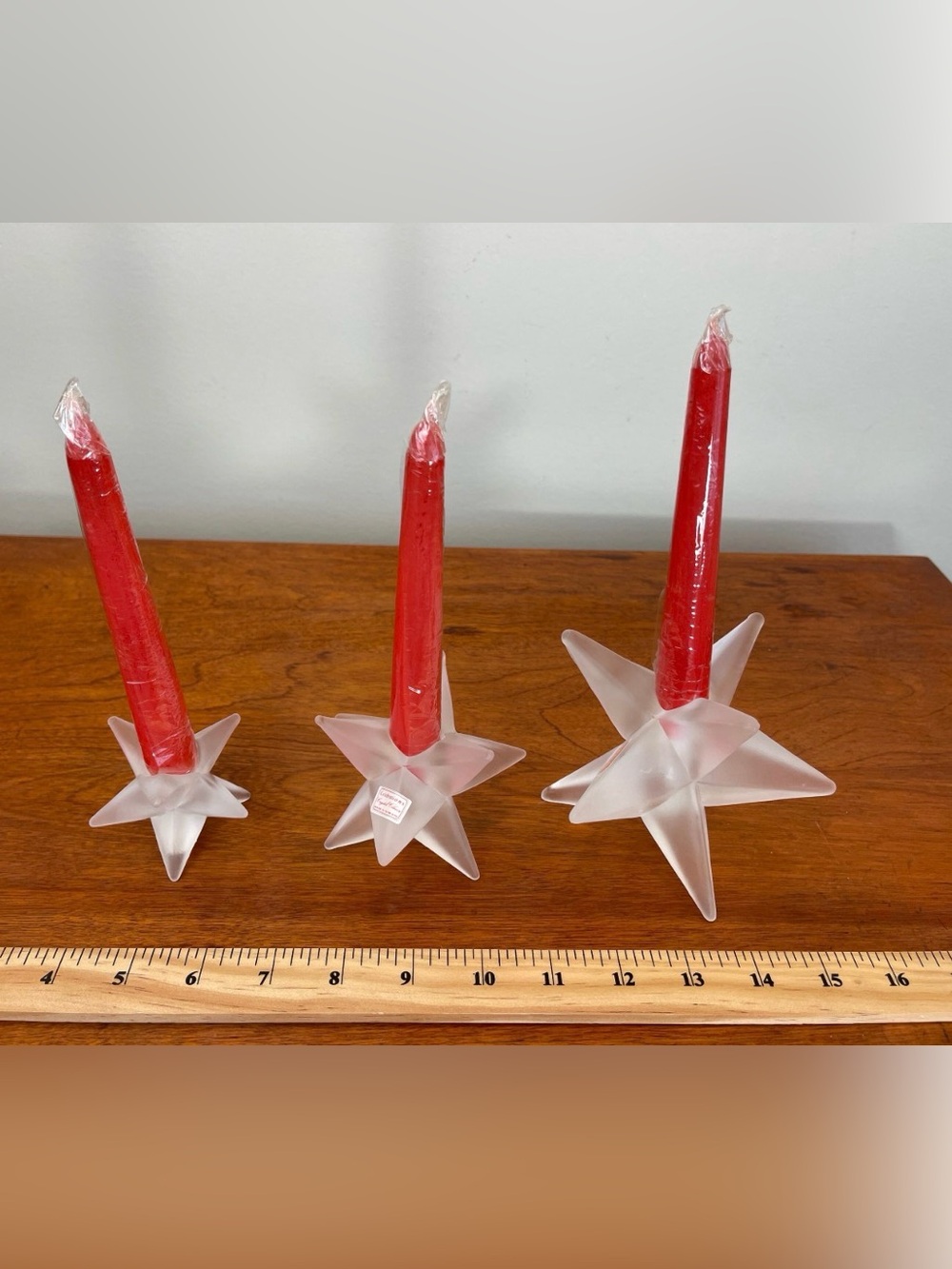 Vintage Star Candleholders | Frosted Clear Glass Christmas Decor - Picture 6 of 10